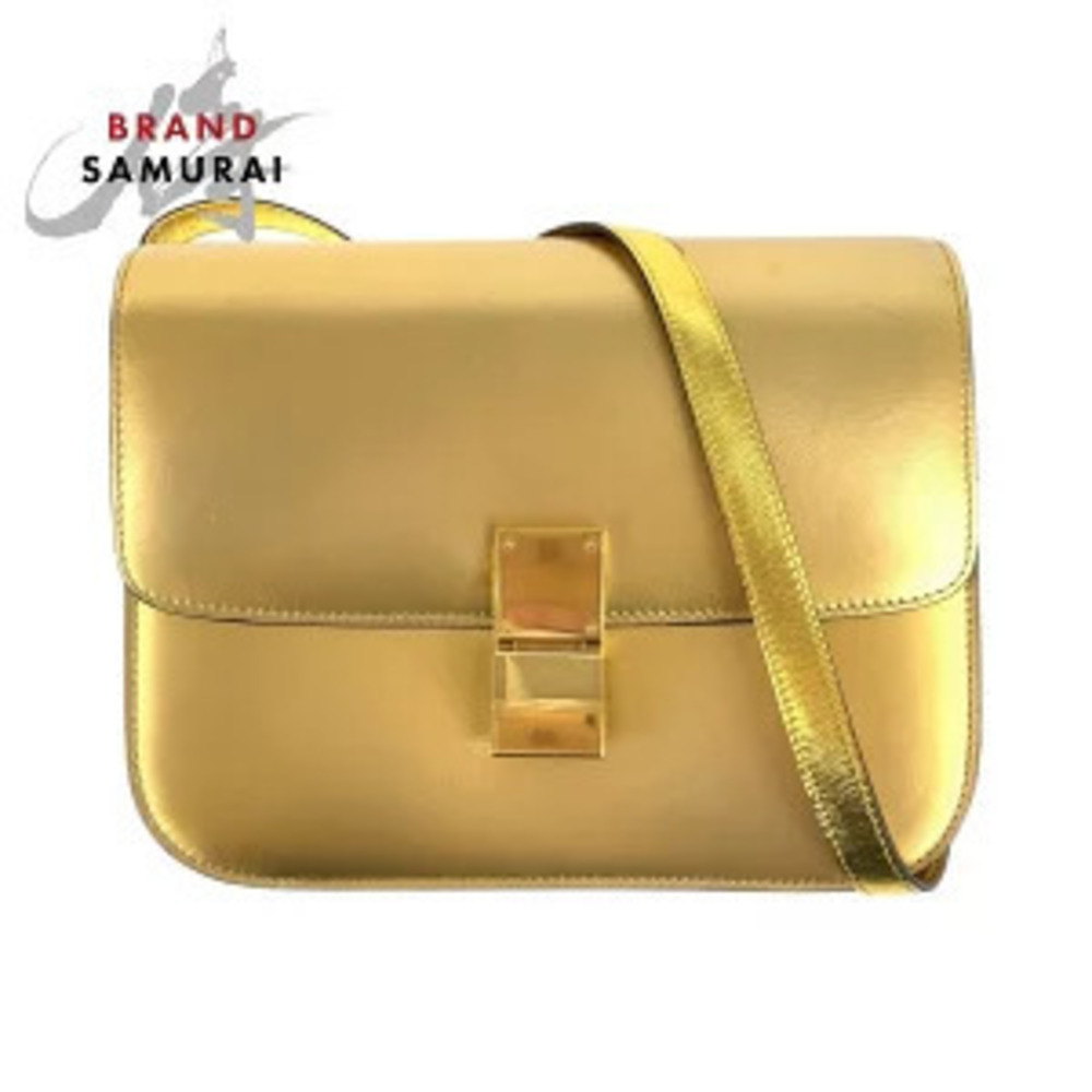Celine Gold Smooth Leather Box Bag goldtone crossbody